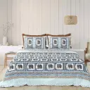 BLUE BLOCKS/Super Home Elegant Print Pure Cotton Bedsheet 93x108 with 2 Pillow Covers