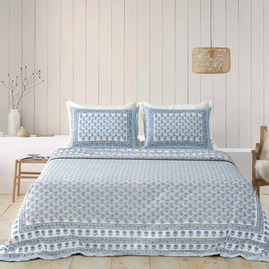 GREY/Super Home Premium Quality Pure Cotton Bedsheet 93x108 + Pillow Covers