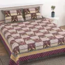 BROWN/Super Home 100x108 Inches Pure Cotton Bedsheet with 2 Pillow Covers – Premium Soft