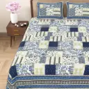 BLACK/GRAY/Super Home 93x108 Pure Cotton Bedsheet Set with 2 Pillow Covers – Modern & Classic Prints