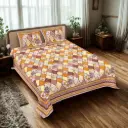 YELLOW/Super Home Luxury 93x108 Inches Cotton Double Bedsheet with Pillow Covers