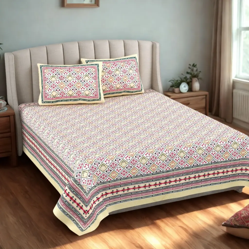 brown/Super Home 93x108 Inches Pure Cotton King Size Bedsheet for Double Bed