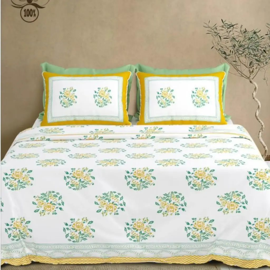 white/Super Home Elegant Pure Cotton Bedsheet 100x108 King Size for Bedroom Decor