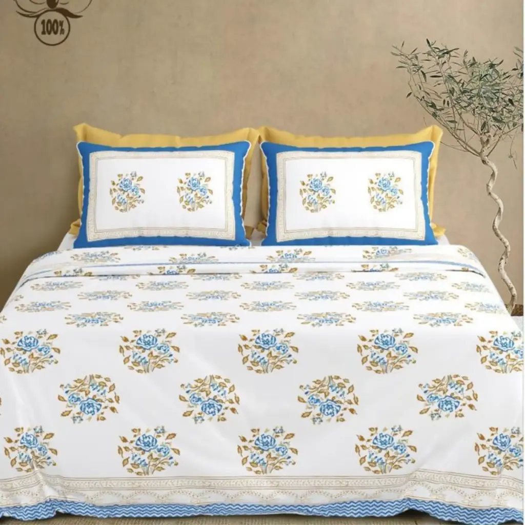 white/Super Home Classic Pure Cotton 100x108 King Size Double Bedsheet
