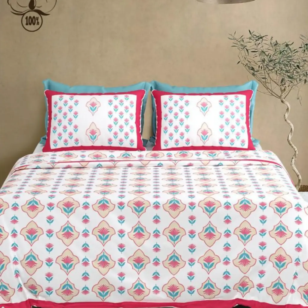 multicolor/Super Home Designer Cotton Bedsheet 100x108 King Size for Bedroom Styling