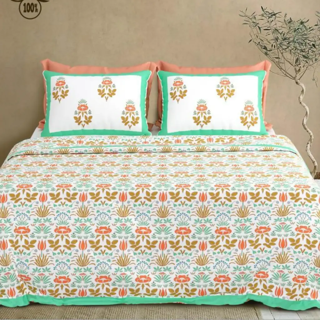 multicolor/Super Home Long-Lasting Pure Cotton Bedsheet 100x108 King Size