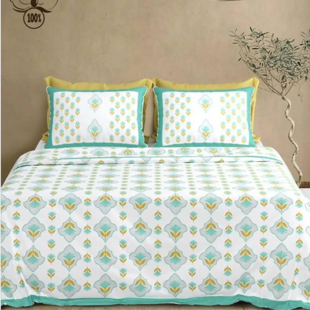 green/Super Home Elegant Bedroom Bedsheet 100x108 King Size Pure Cotton