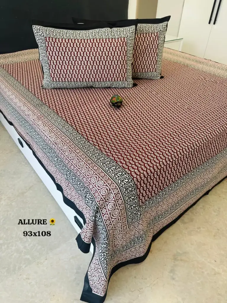 BLUE/Super Home 100% Cotton 93x108 Inches Double Bed Bedsheet for Luxurious Comfort