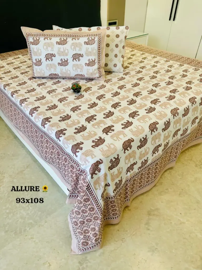 WHITE/Super Home Pure Cotton 93x108 Inches Bedsheet – Traditional Indian Print Collection