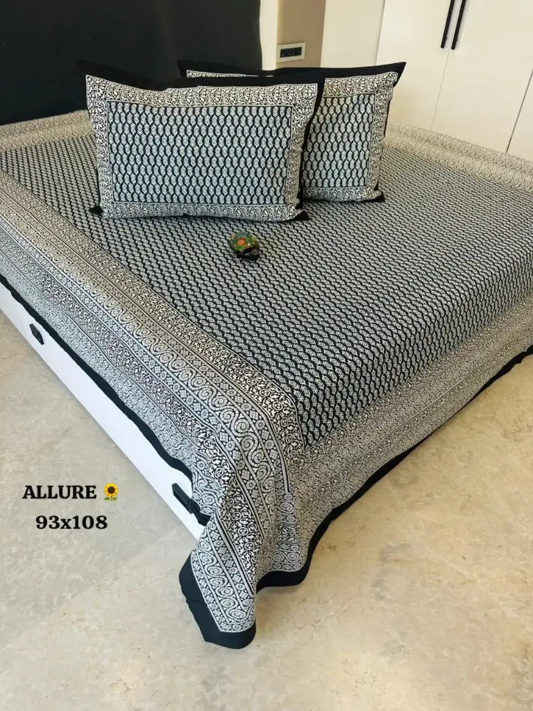 DARK BLUE/Super Home Luxury Feel 93x108 Inches Bedsheet – Soft Cotton Fabric for All Seasons