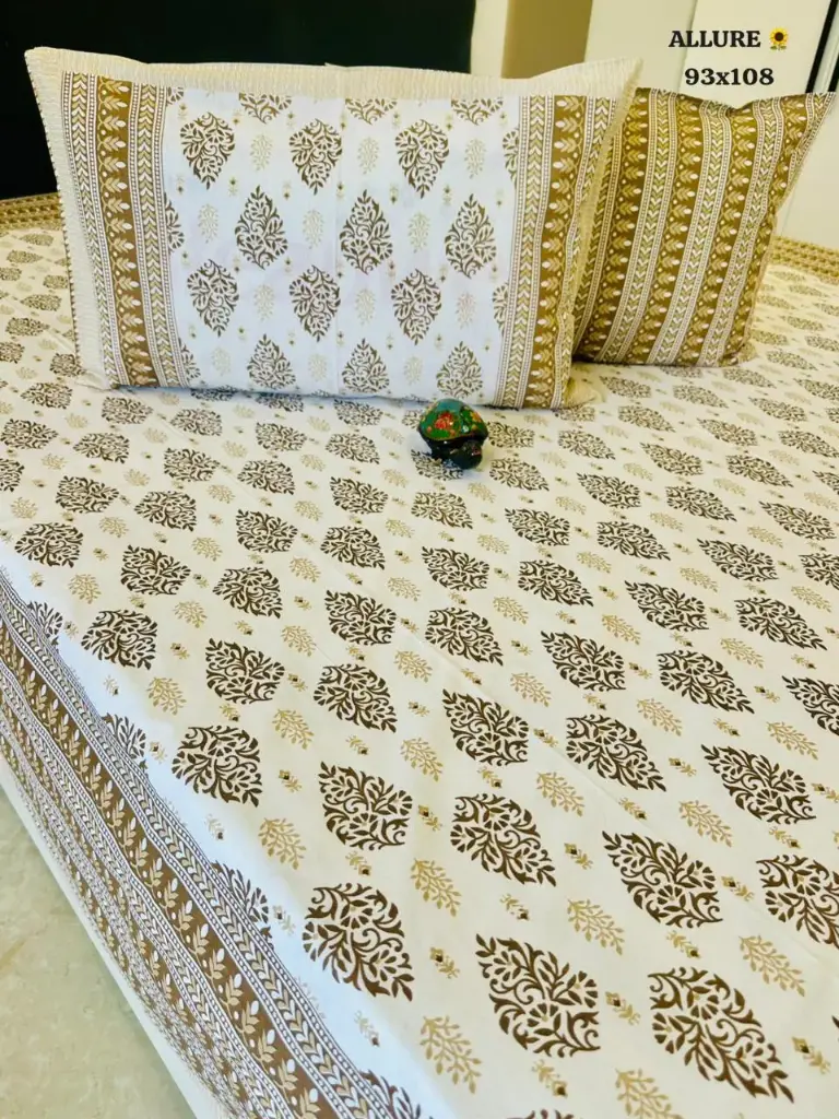 YELLOW/Super Home Luxury Feel 93x108 Inches Bedsheet – Soft Cotton Fabric for All Seasons