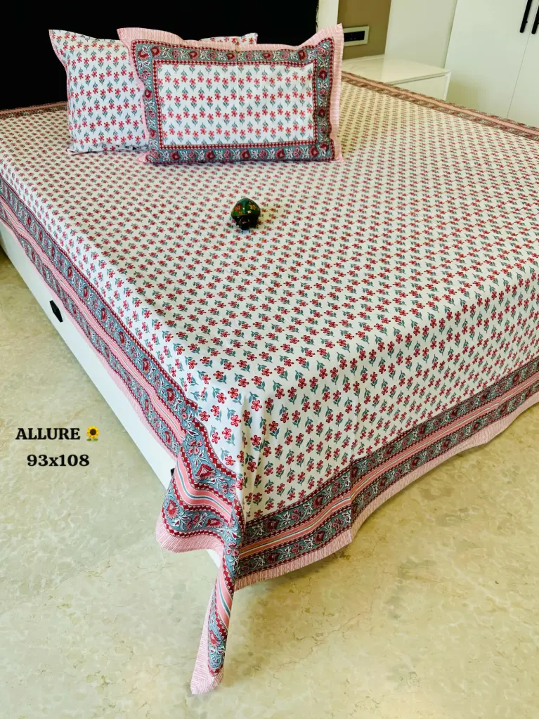 PURPLE/Super Home Elegant Printed 93x108 Inches Bedsheet for Double Bed – Perfect for Every Season