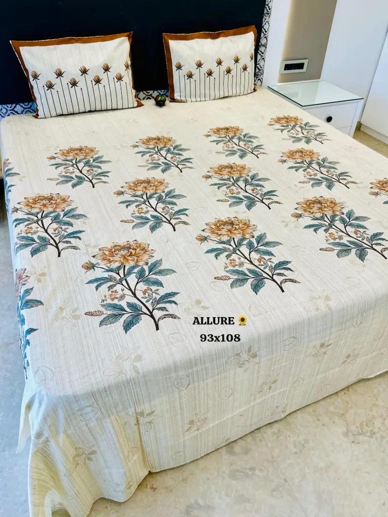 WHITE/Super Home Luxury Cotton 93x108 Inches Bedsheet with Pillow Covers – Elegant Home Styling