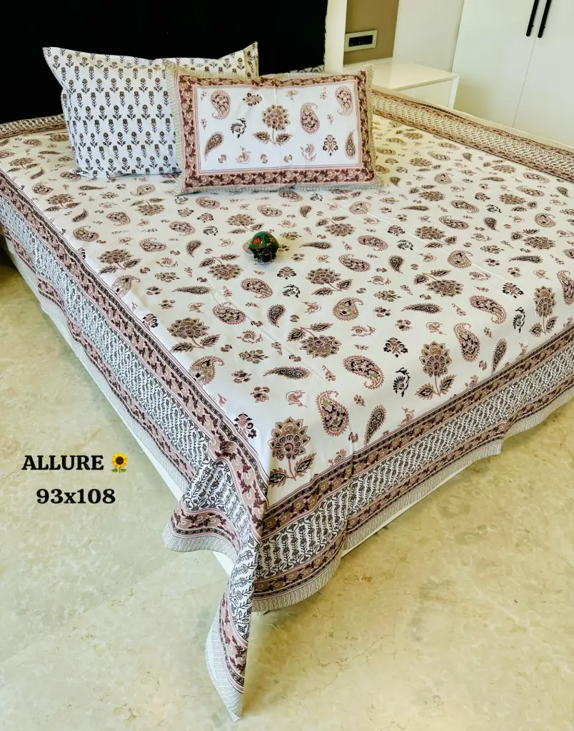 MAROON/Super Home Luxury Cotton 93x108 Inches Bedsheet with Pillow Covers – Elegant Home Styling