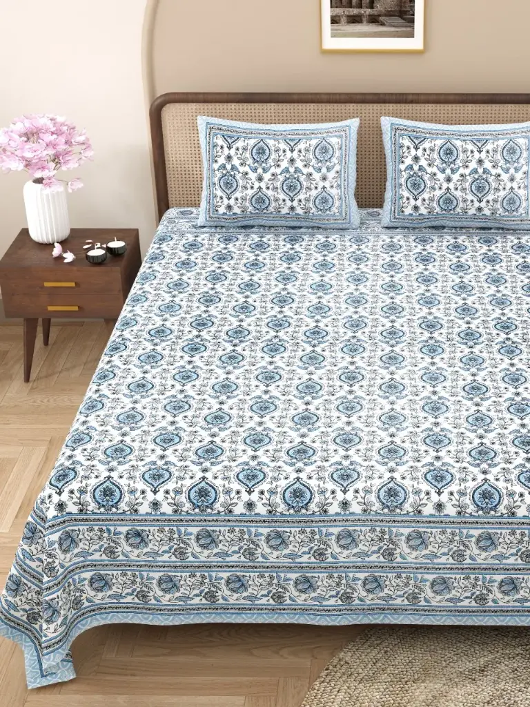 GREEN/Premium Pure Cotton 108x108 Bedsheet with 2 Pillow Covers – Fade Resistant & Easy Wash/SUPERHOME