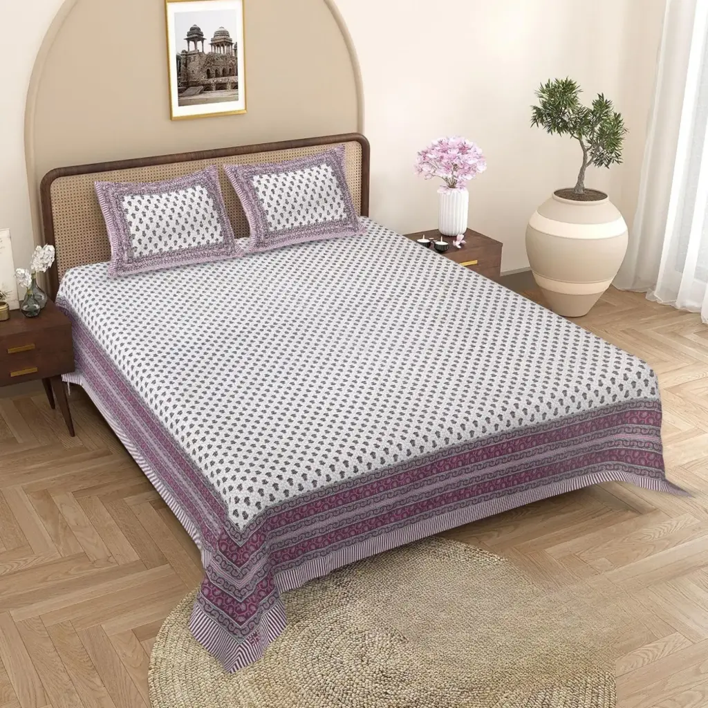 Purple | Super Home Luxury 93x108 Inches Bedsheet – Smooth Finish & Fade Resistant