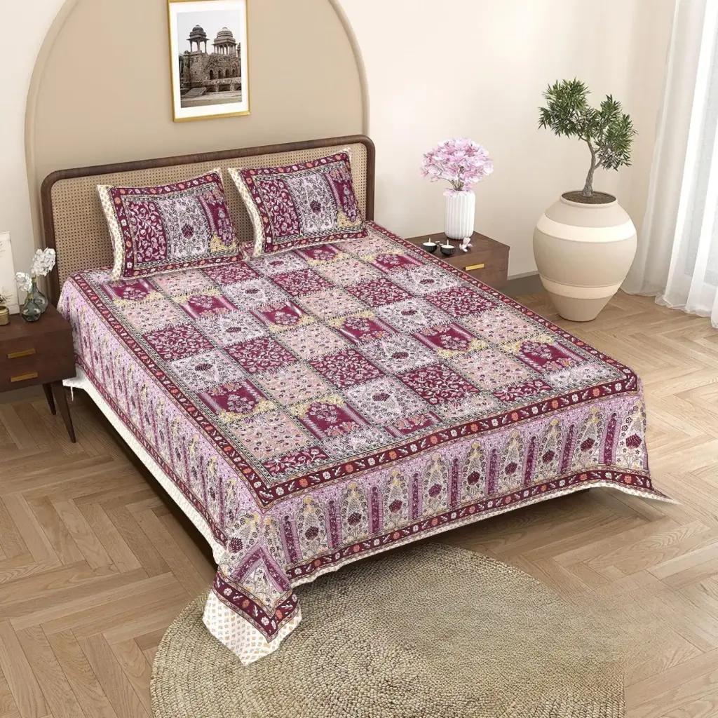 Dark Pink | Super Home Soft Touch 93x108 Inches Cotton Bedsheet – Easy Wash & Durable