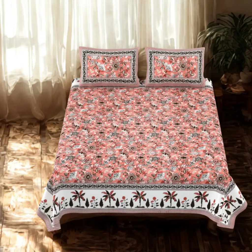 RED/Super Home 108x108 Inches Bedsheet – Premium Comforter-Style Cotton Sheet