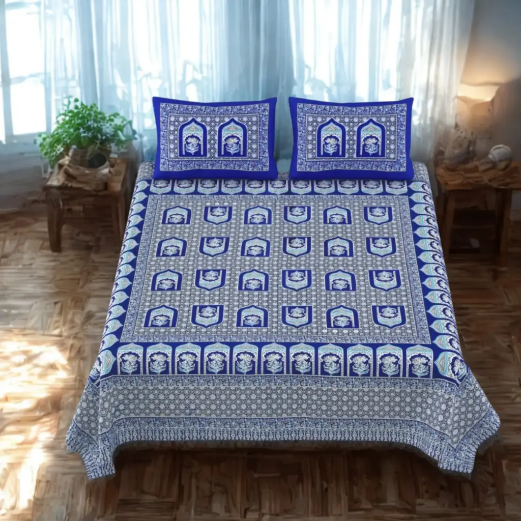 BLUE/Super Home Minimal Design Bedsheet 108x108 Inches – Scandinavian Home Aesthetic