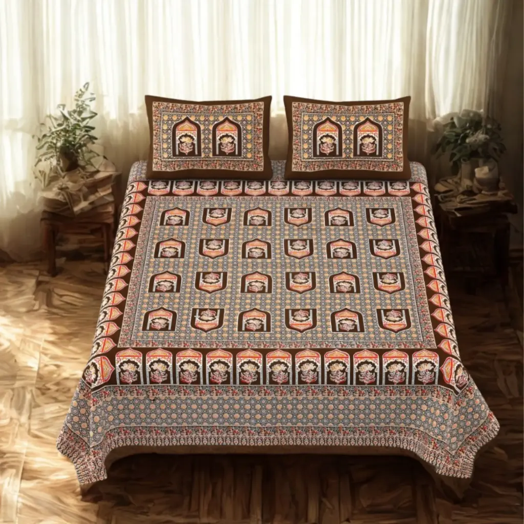 BROWN/Super Home Minimal Design Bedsheet 108x108 Inches – Scandinavian Home Aesthetic