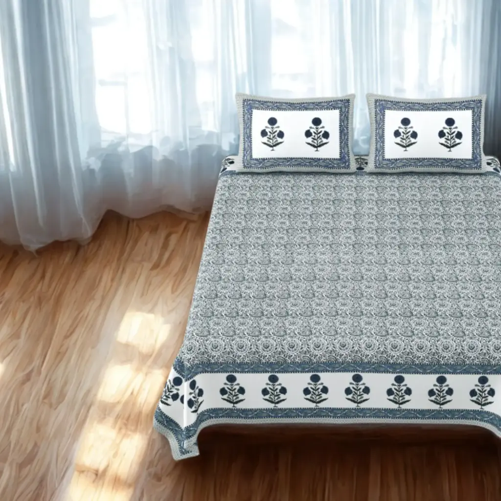 GREY/Super Home Satin Touch Cotton Bedsheet 108x108 Inches – Elegant & Silky Feel