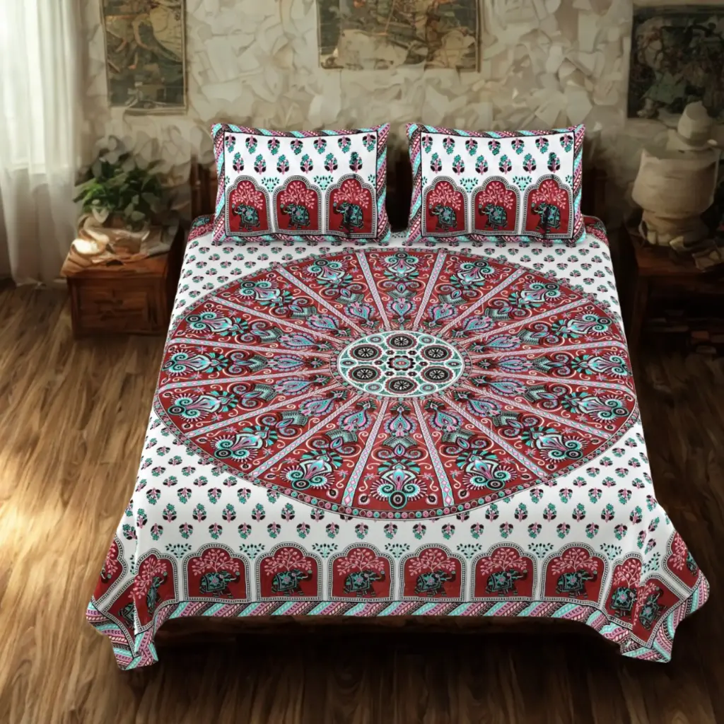 RED/Super Home Winter Warm Cotton Bedsheet 108x108 Inches – Cozy & Soft Touch