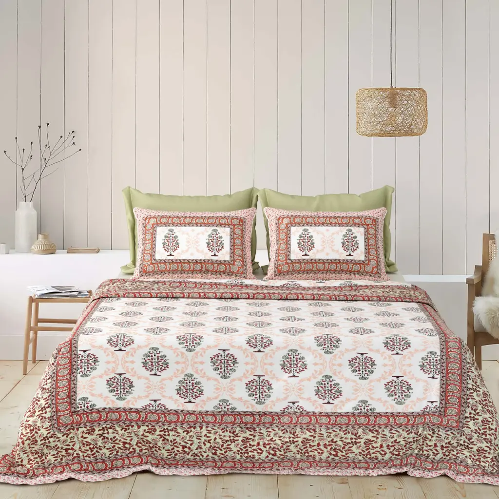 BROWN/Super Home King Size Bedsheet 93x108 Inches – 100% Cotton Soft & Breathable Fabric