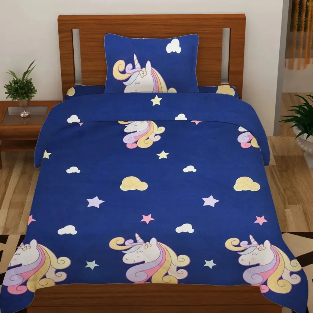 DARK BLUE/Super Home Single Bed 100 GSM Comforter | Lightweight All Season Quilt | Soft Microfiber Filling