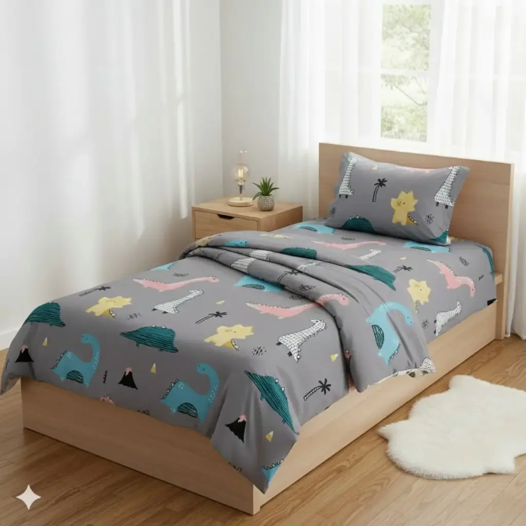 GREY/Super Home Single Bed AC Comforter 100 GSM | Light & Cozy All Weather Bedding