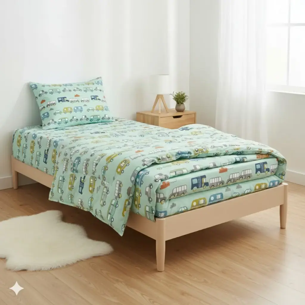 GREEN/Super Home Single Bed AC Comforter 100 GSM | Light & Cozy All Weather Bedding