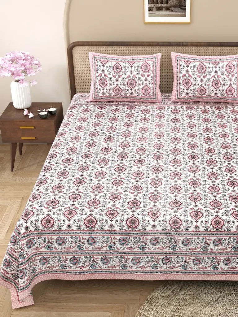 BROWN/Premium Cotton 108x108 Bedsheet with 2 Pillow Covers – Soft Touch & Long-Lasting Fabric/SUPERHOME