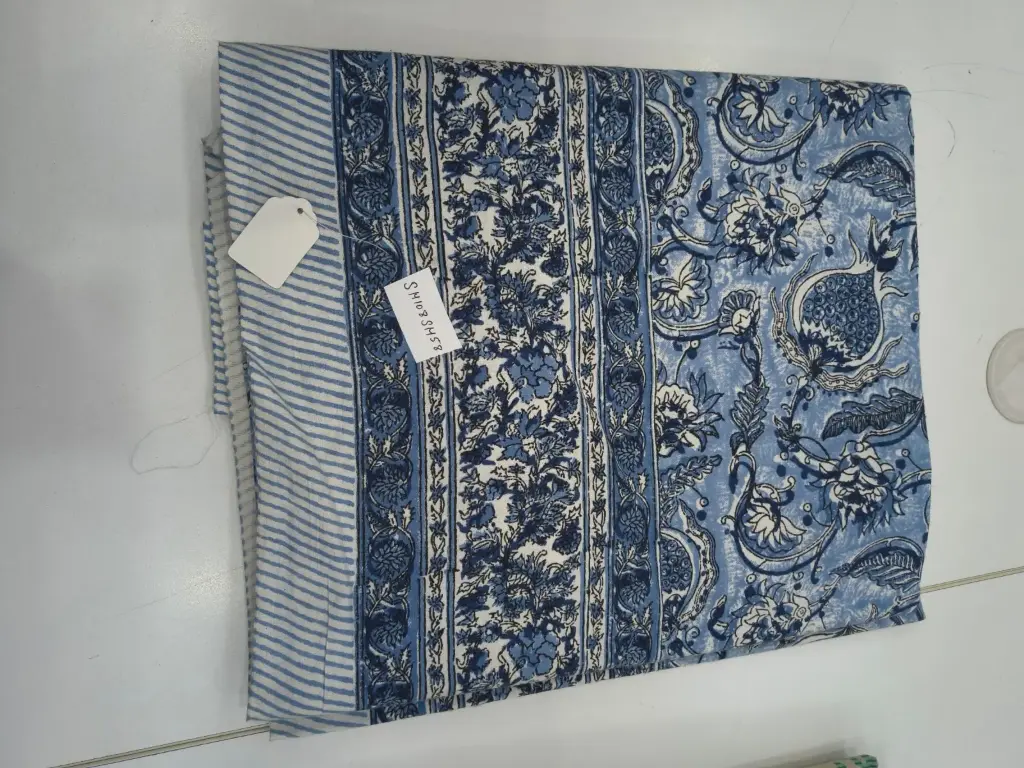 BLUE/Ethnic Print 108x108 Pure Cotton King Size Bedsheet with 2 Pillow Covers – Traditional Design/SUPERHOME