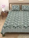 DARK GREEN / King Size Cotton Bedsheet 108x108 Inches with 2 Pillow Covers – Stylish & Soft/SUPERHOME