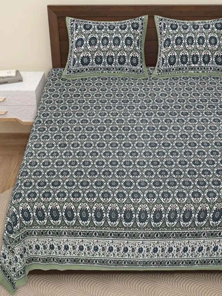 DARK GREY/Elegant 108x108 Cotton Bedsheet King Size with 2 Pillow Covers – Modern Home Décor/SUPERHOME