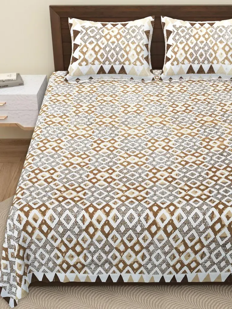 MULTICOLOR/Pure Cotton Double Bedsheet 108x108 Inches with 2 Pillow Covers – Smooth Touch Fabric/SUPERHOME