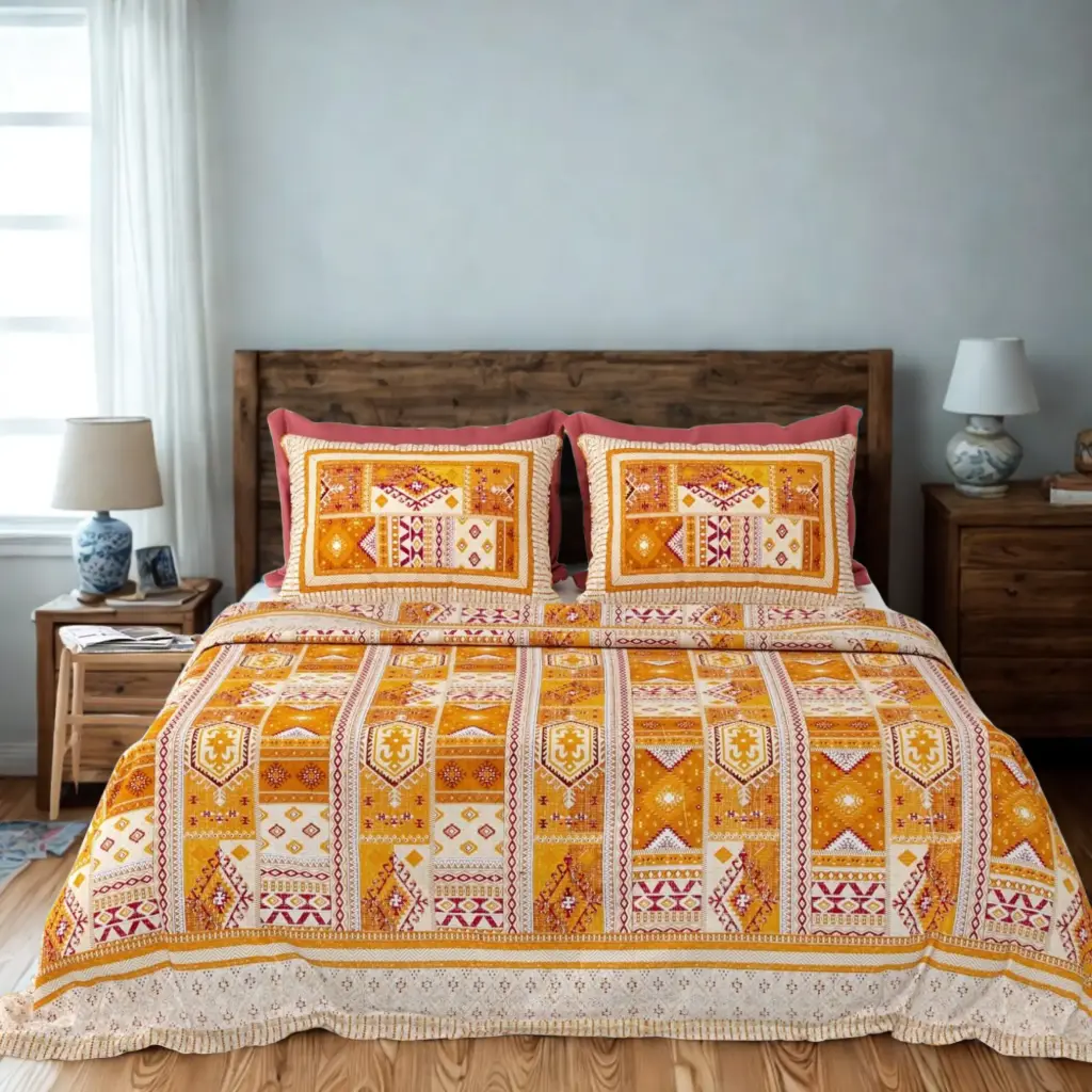 Burnt Orange | Super King size Bedsheet 108*108 inches |2 pillow covers| Pure cotton|