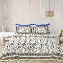 BLUE/Super Home Comfortable 93x108 Cotton Double Bed Bedsheet with Pillow Covers/SUPERHOME