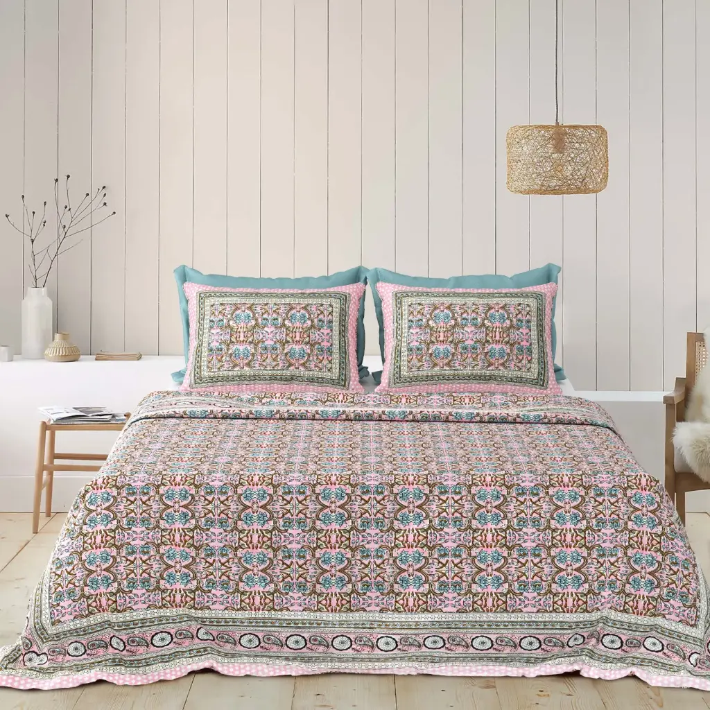 MULTICOLOR/Super Home 93x108 Pure Cotton Double Bedsheet with 2 Pillow Covers – Premium Quality