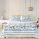 BLUE/Super Home Large Size 93x108 Cotton Bedsheet with Matching Pillow Covers
