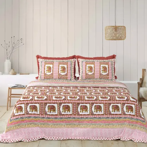 BROWN BLOCKS/Super Home Extra Large King Size Pure Cotton Bedsheet 93x108 with Pillow Covers