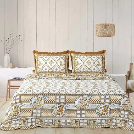 BROWN/Super Home Premium Quality Pure Cotton Bedsheet 93x108 + Pillow Covers