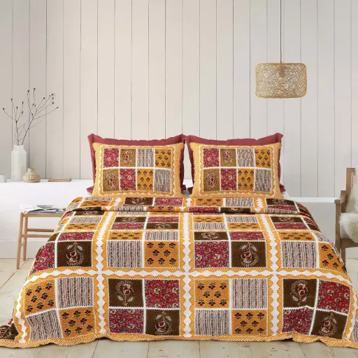 BROWN/Super Home Ultra Soft Cotton Double Bedsheet 93x108 with Matching Pillow Covers