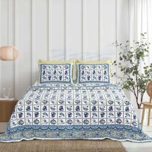 GREY/Super Home Ultra Soft Cotton Double Bedsheet 93x108 with Matching Pillow Covers