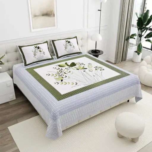 BLACK/Super Home 100x108 Cotton Double Bedsheet with 2 Pillow Covers – Premium Quality