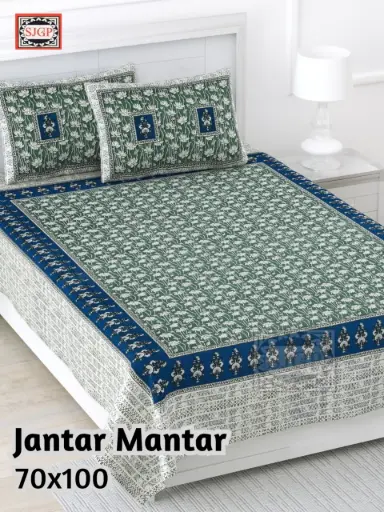 BLUE/Super Home King Size 70x100 Inches Cotton Bedsheet with 2 Matching Pillow Covers