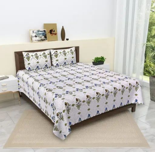 WHITE/Super Home Pure Cotton 108x108 Inches Large Bedsheet with 2 Pillow Covers – Elegant & Stylish
