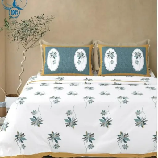 white/Super Home 100x108 King Size Pure Cotton Bedsheet with 2 Pillow Covers