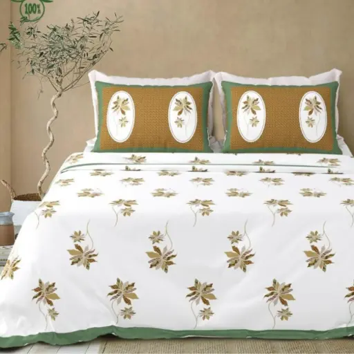 white/Super Home Premium 100x108 King Size Cotton Bedsheet for Double Bed
