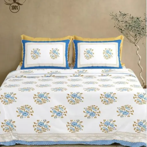 white/Super Home Classic Pure Cotton 100x108 King Size Double Bedsheet