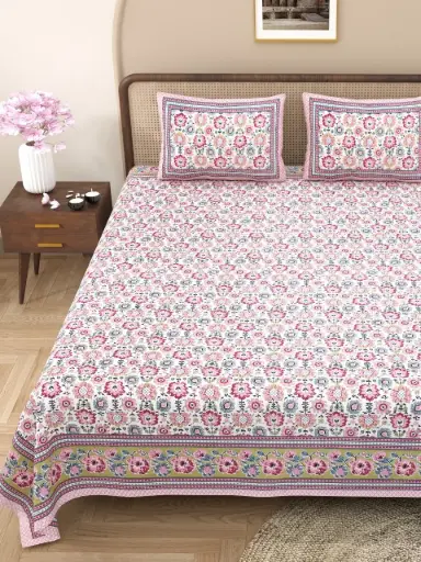 MAROON/Luxury 108x108 Cotton Double Bedsheet with 2 Matching Pillow Covers – Breathable & Durable/SUPERHOME